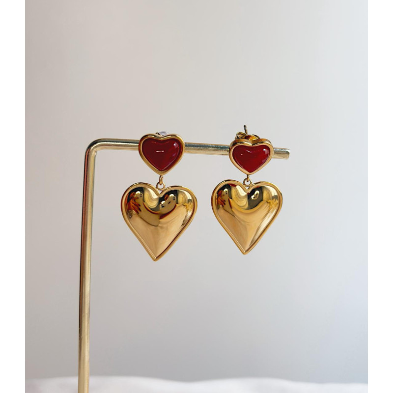 ARETES CUORE ROJO